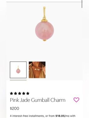 Baby Gold Pink Jade Gumball Charm